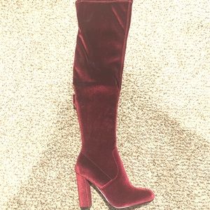 Steve Madden Emotions Velvet Burgundy Boots